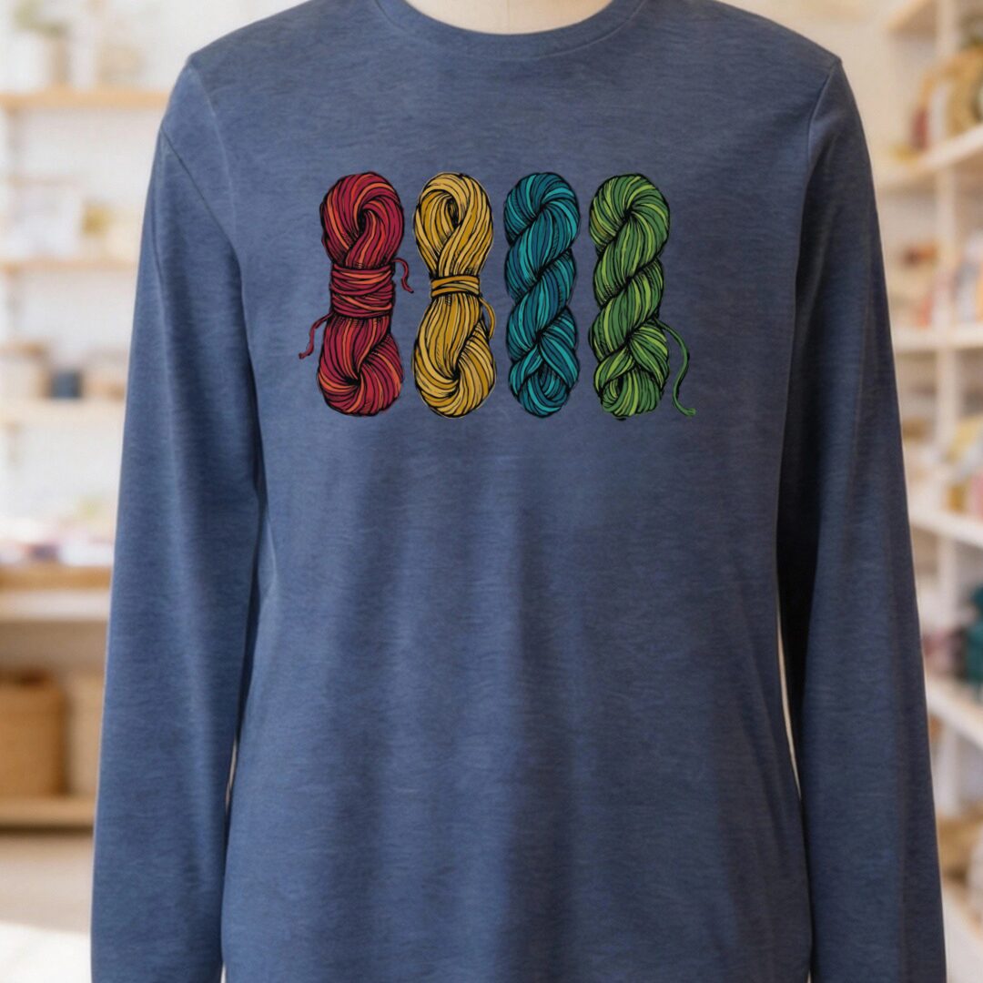 4 Sketched Skeins Sleeve Tee Navy t-shirt