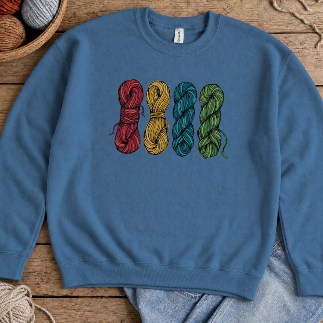 4 Sketched Skeins Sweatshirt Indigo Blue t-shirt