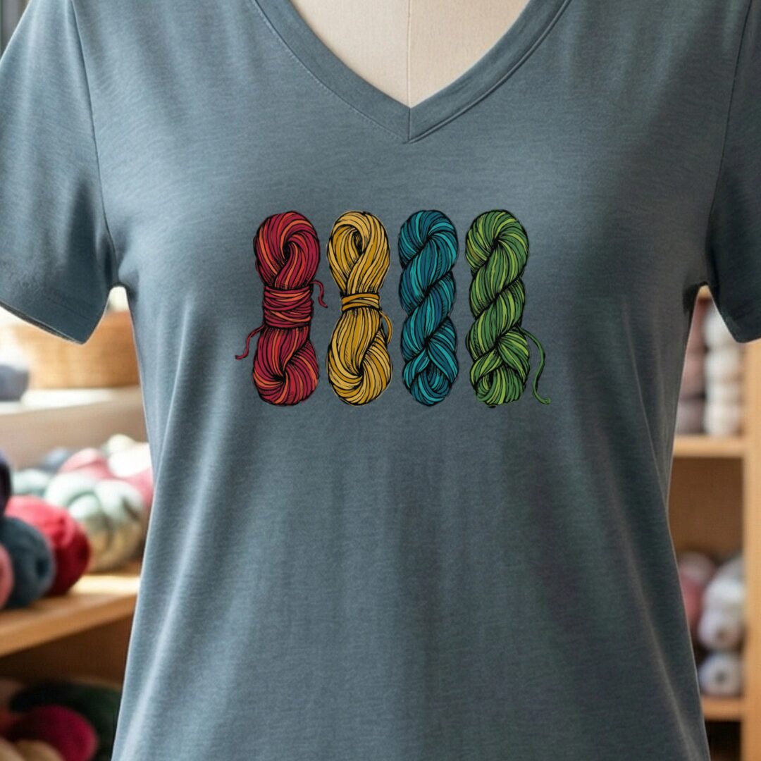 4 Sketched Skeins V-Neck T-Shirt Slate t-shirt