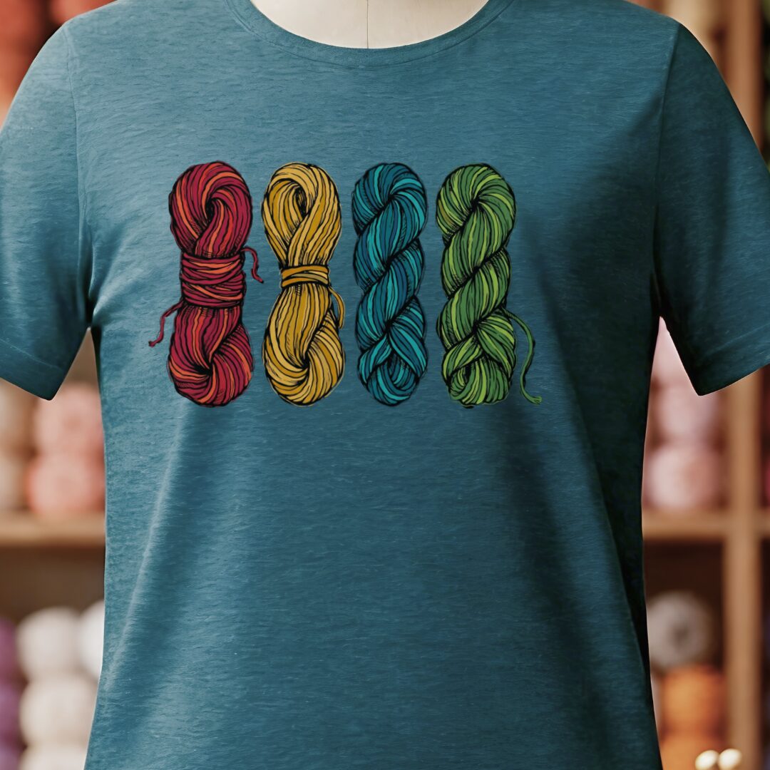 4 Sketched Skeins T-Shirt Teal Blue t-shirt