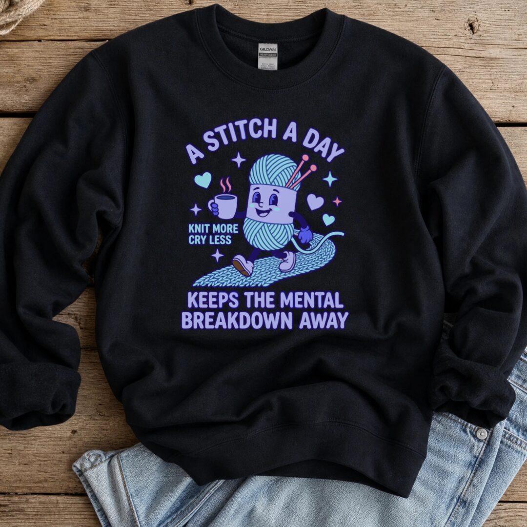 A Stitch A Day Sweatshirt Black t-shirt