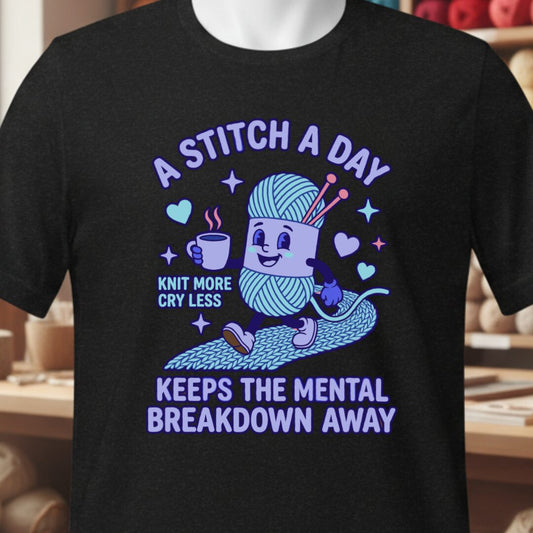 A Stitch A Day T-Shirt Black t-shirt