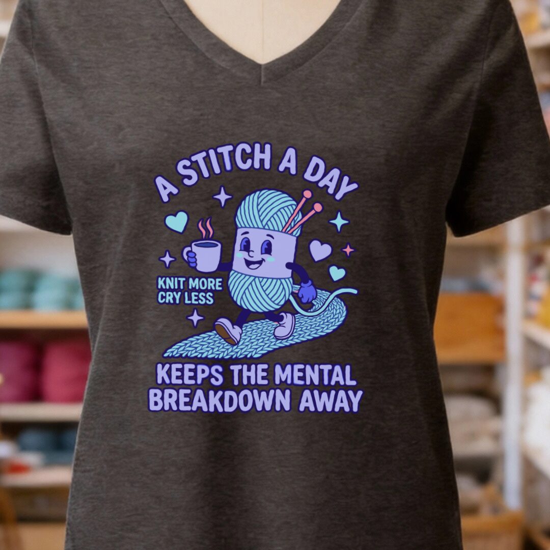 A Stitch A Day V-Neck T-Shirt Dark Grey t-shirt