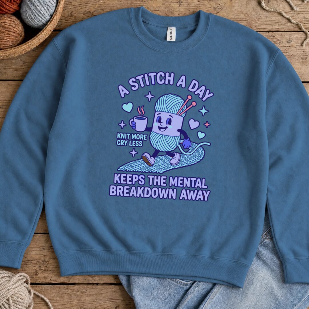 A Stitch A Day Sweatshirt Indigo Blue t-shirt