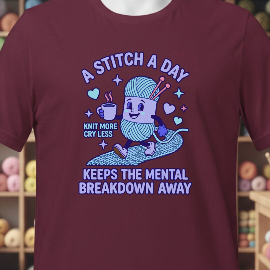 A Stitch A Day T-Shirt Maroon t-shirt