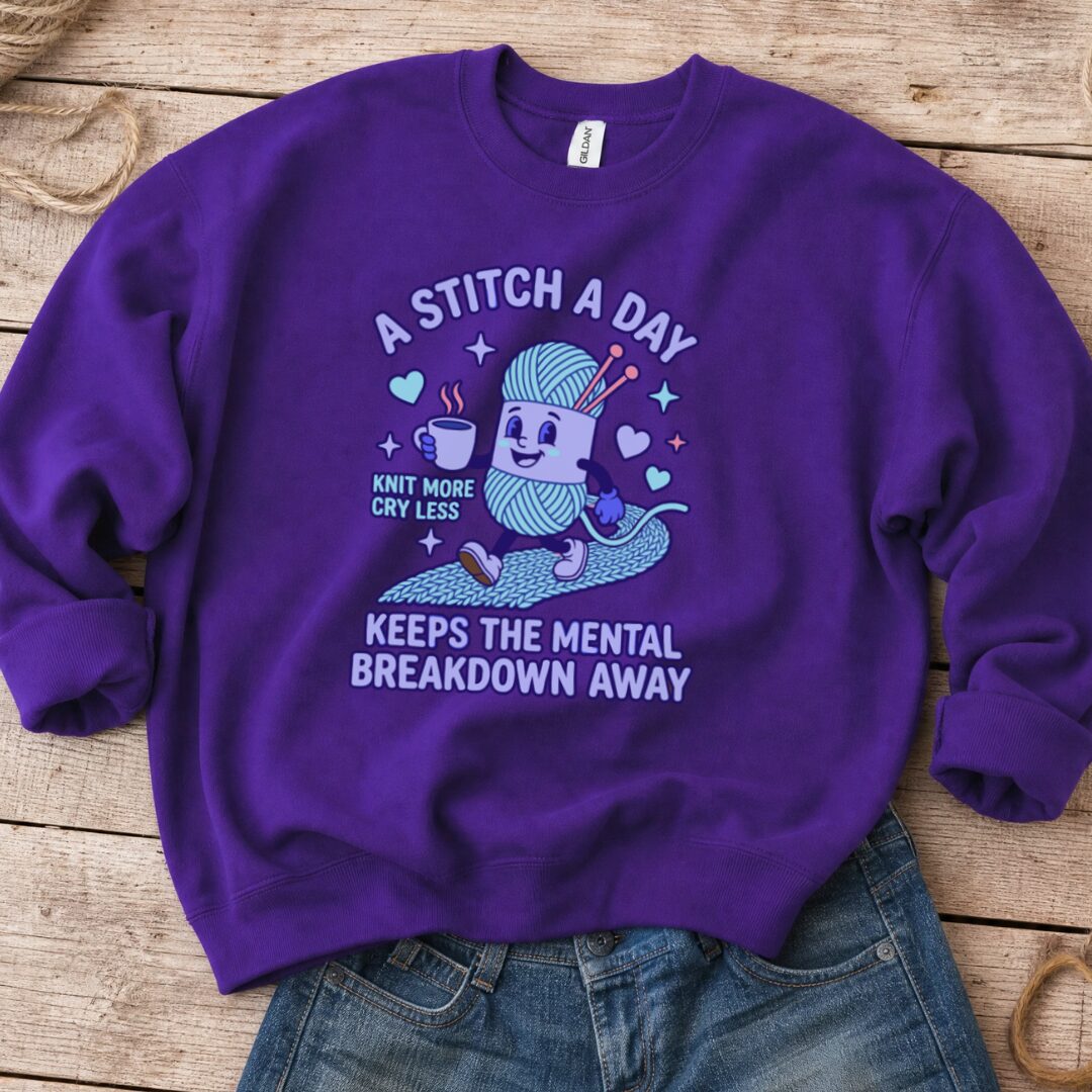 A Stitch A Day Sweatshirt Purple t-shirt