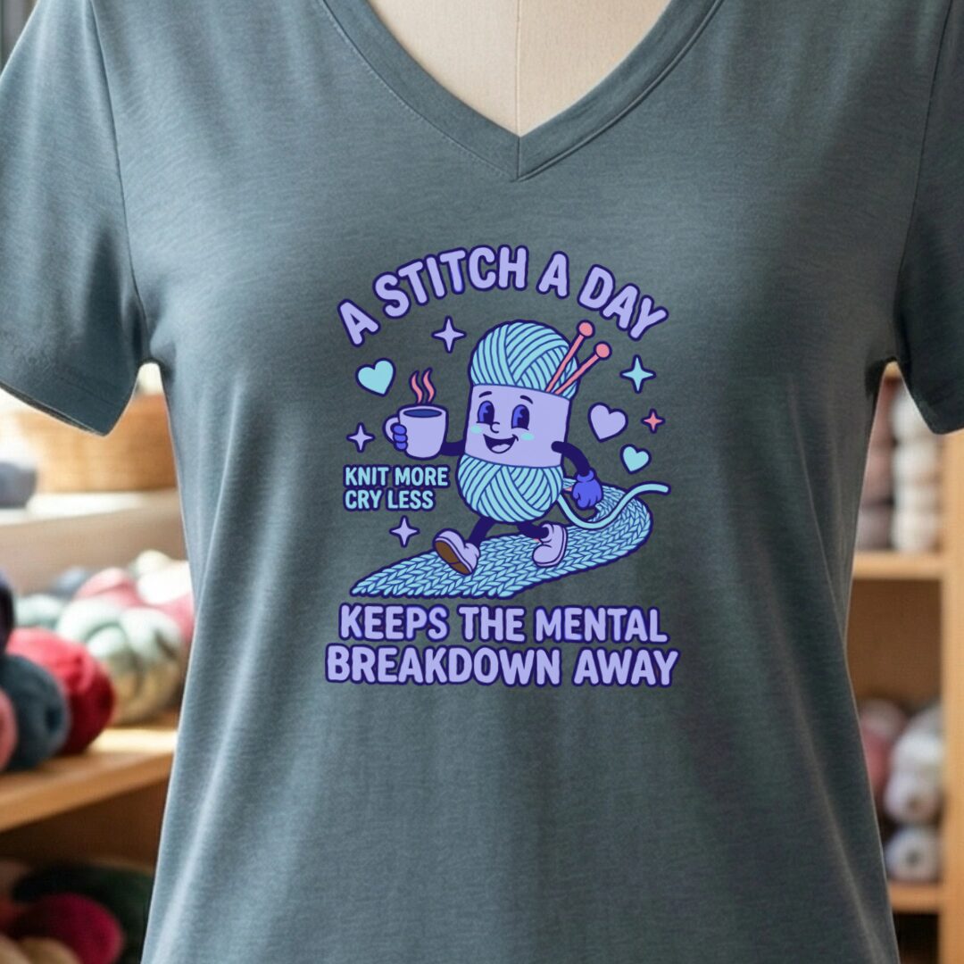 A Stitch A Day V-Neck T-Shirt Slate t-shirt