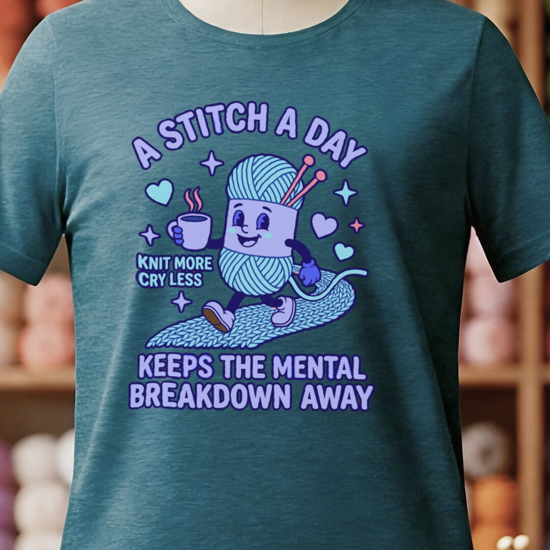 A Stitch A Day T-Shirt Teal Blue t-shirt