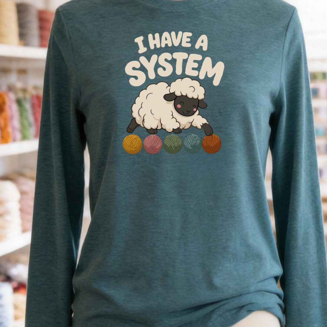 A System Long Sleeve Tee Teal Blue t-shirt