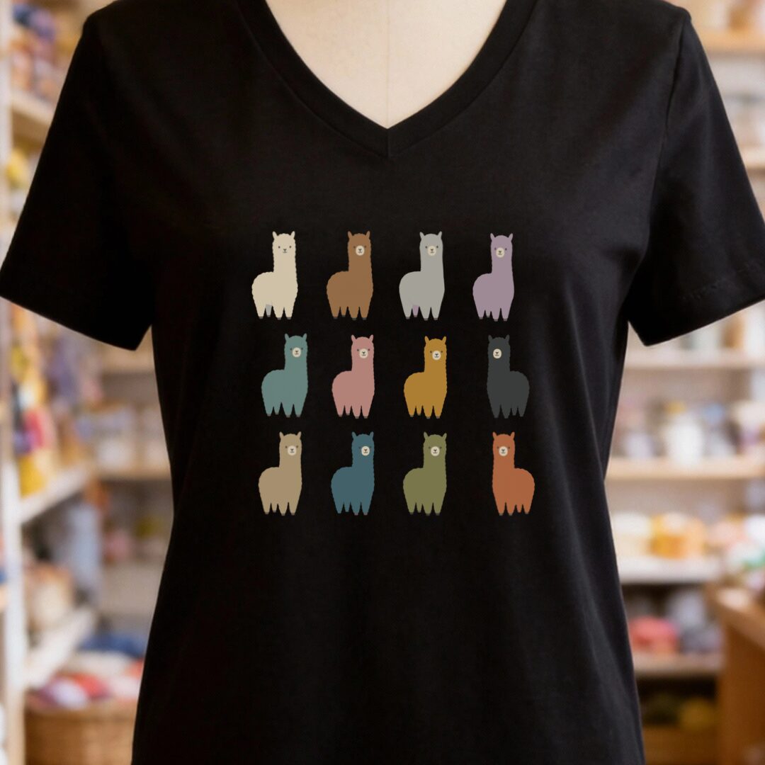 Alpacas V-Neck T-Shirt Black t-shirt