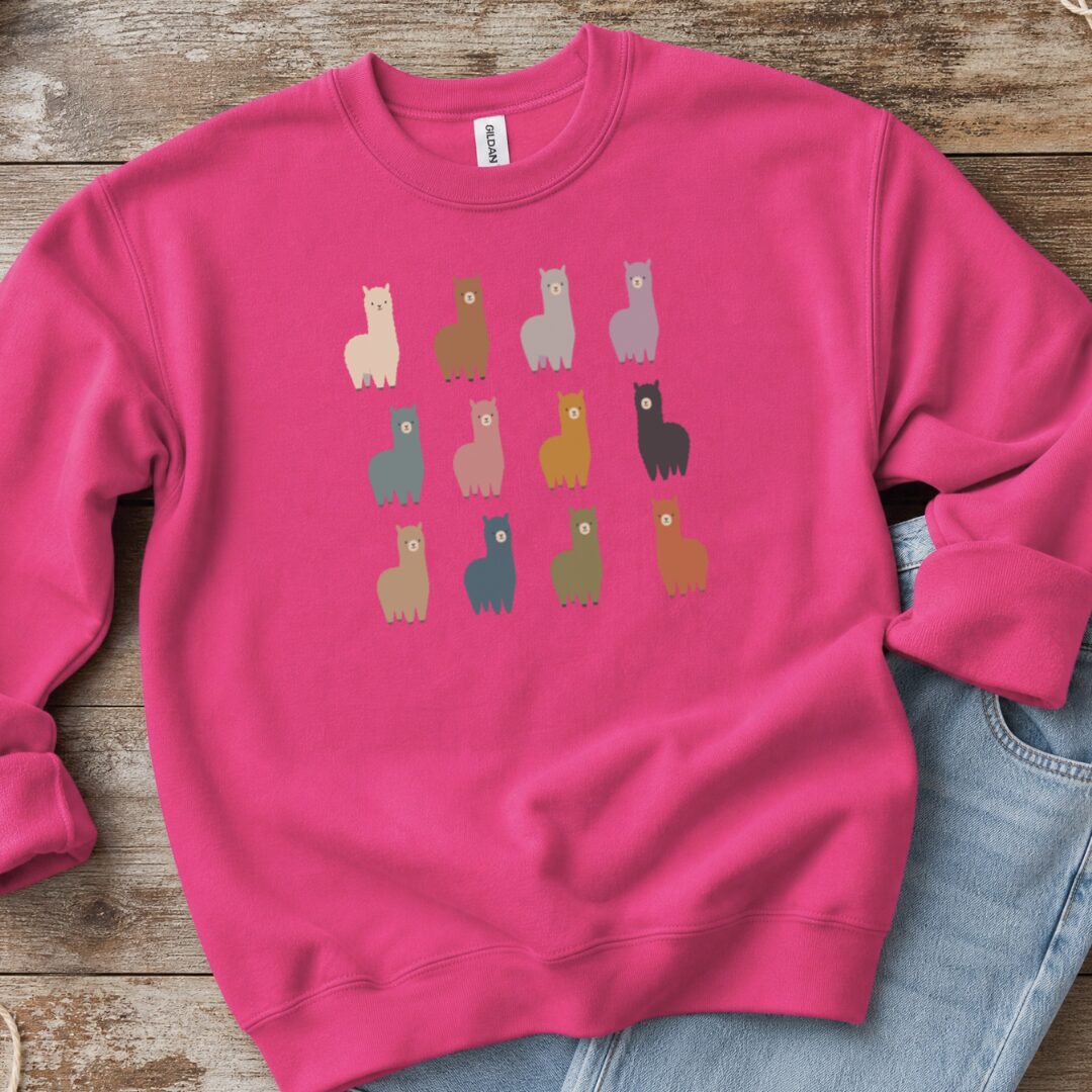 Alpacas Sweatshirt Bright Pink t-shirt