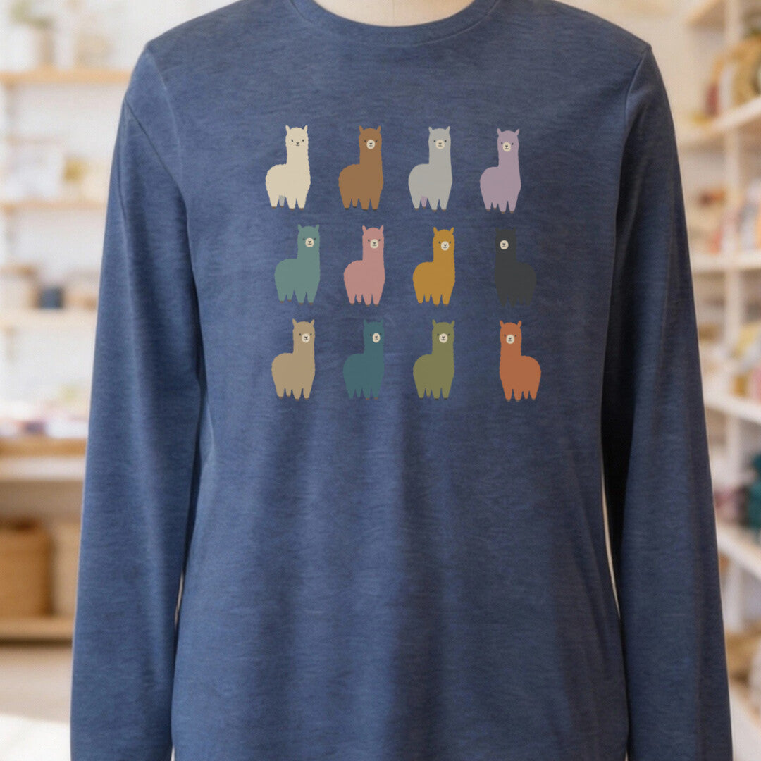 Alpacas Heather Navy Long Sleeve Tee.jpg
