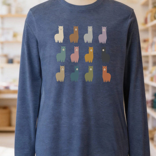 Alpacas Long Sleeve Tee Navy t-shirt