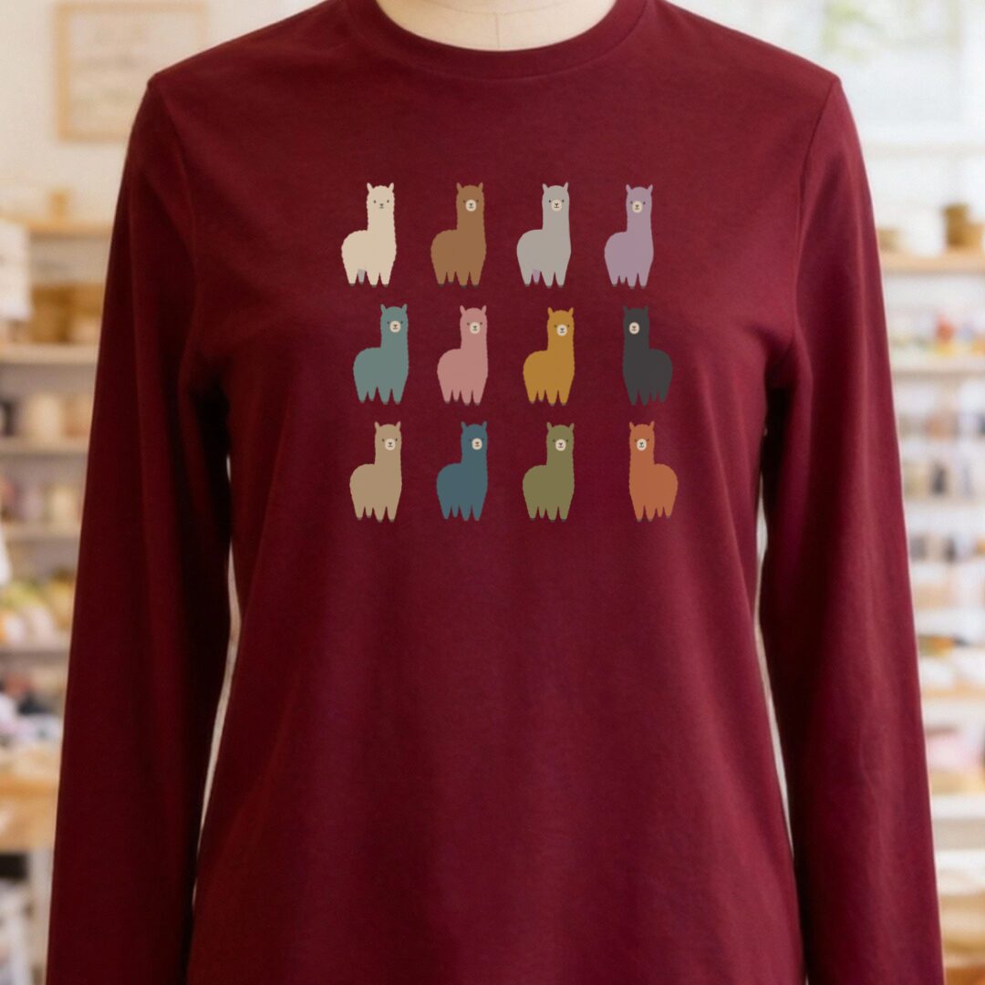Alpacas Long Sleeve Tee Maroon t-shirt