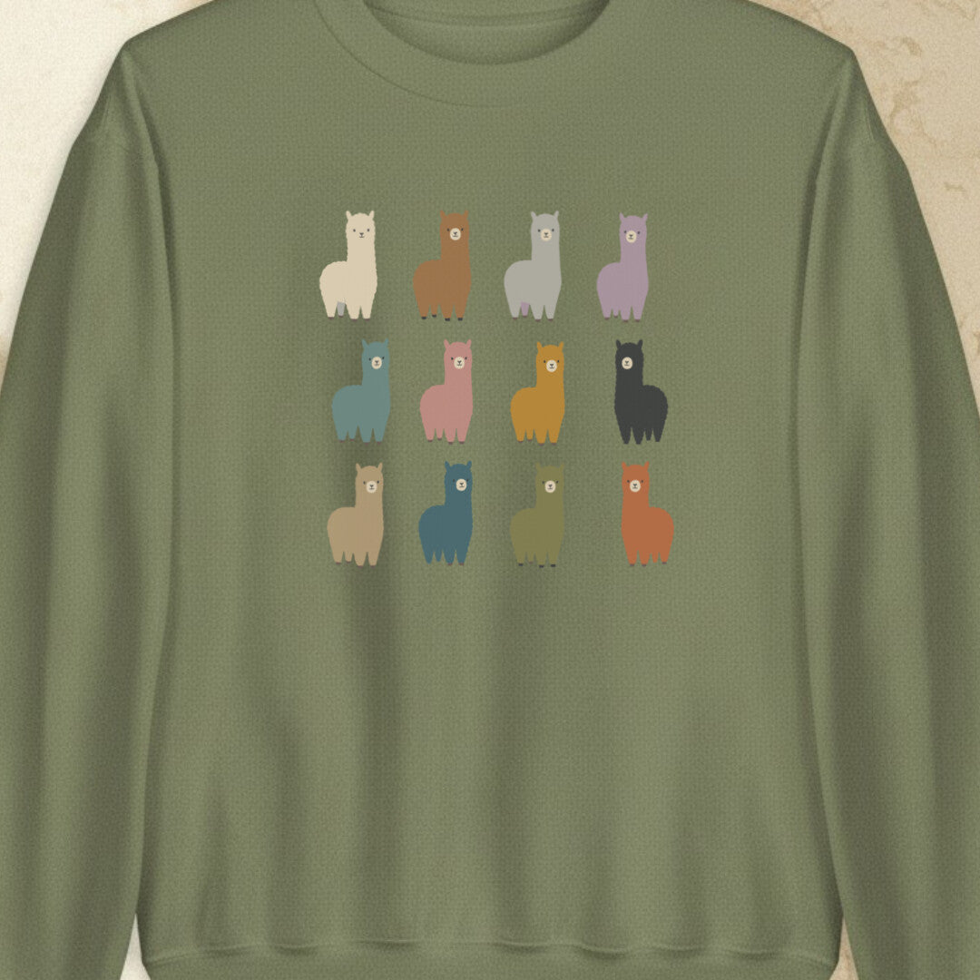 Alpacas Military Green Sweatshirt.jpg
