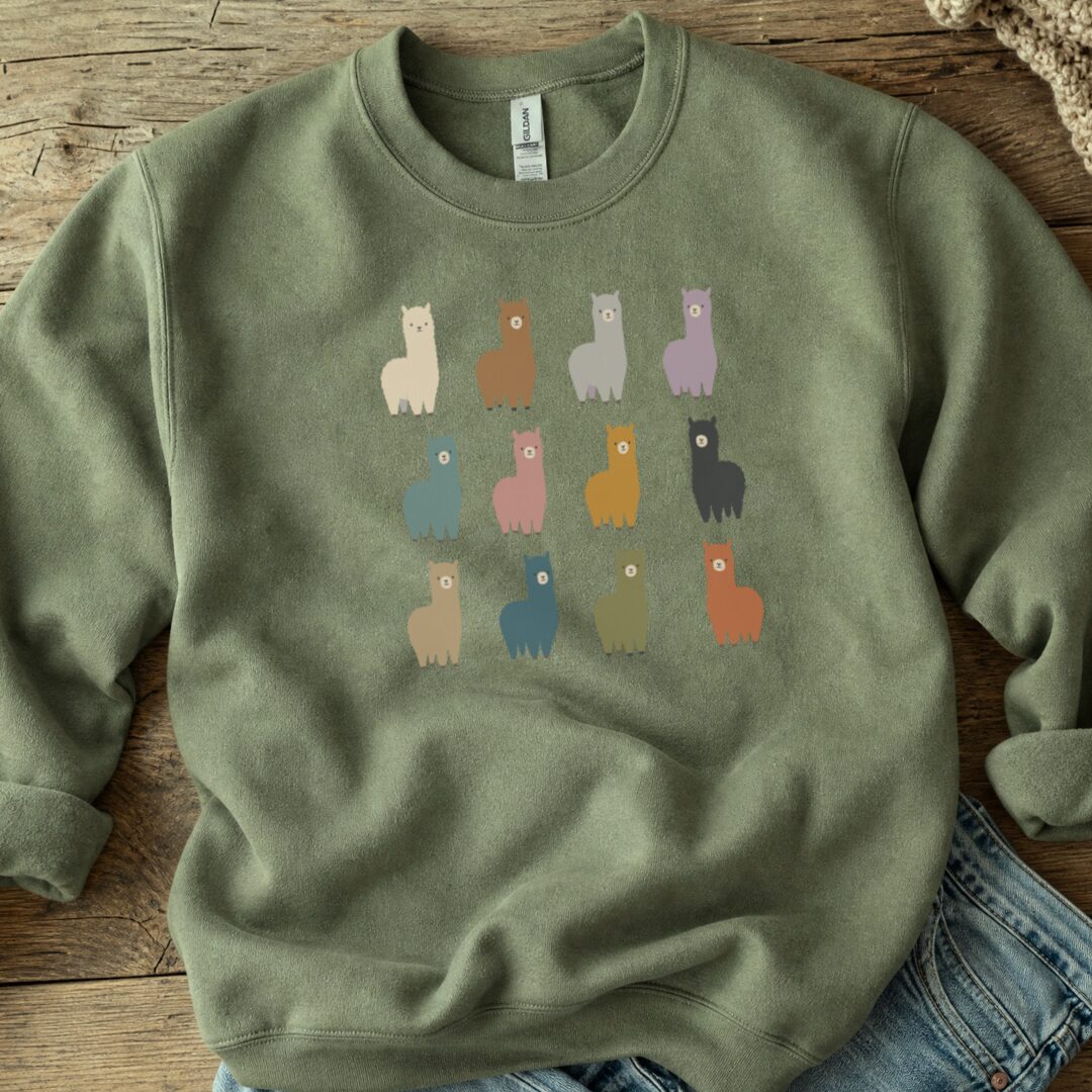Alpacas Sweatshirt Military Green t-shirt