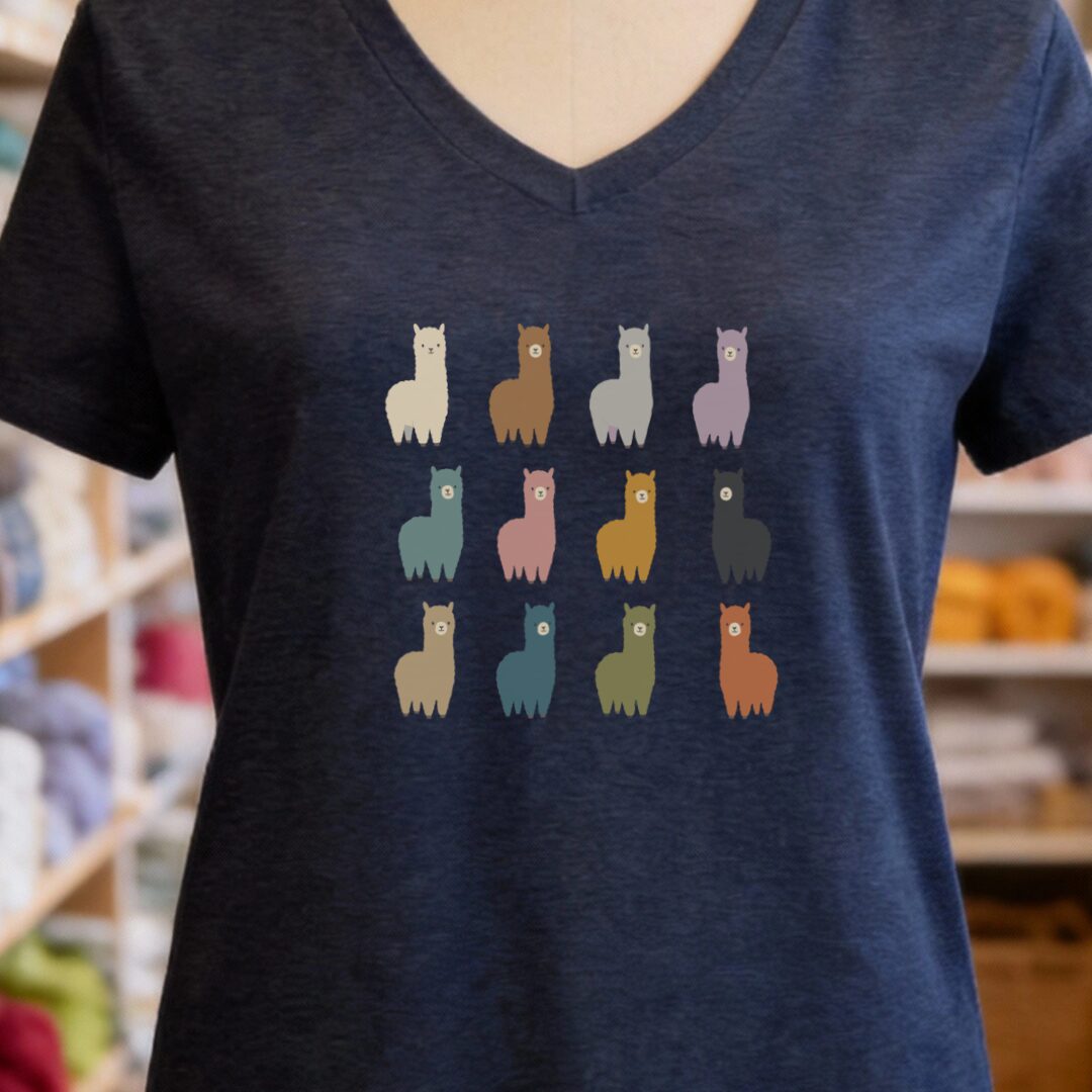 Alpacas V-Neck T-Shirt Navy t-shirt