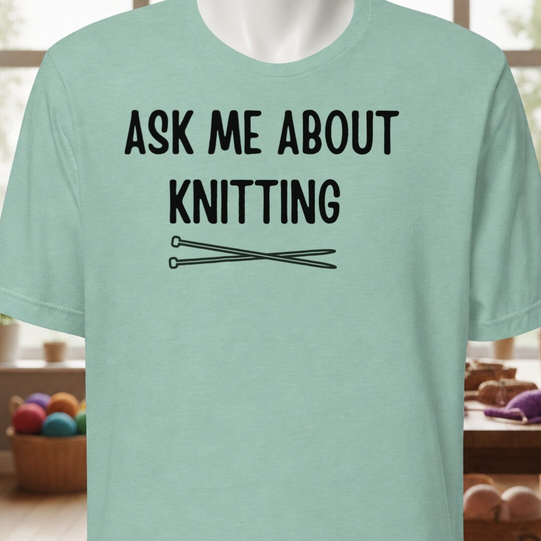 Ask Me About Knitting T-Shirt Sea Breeze t-shirt