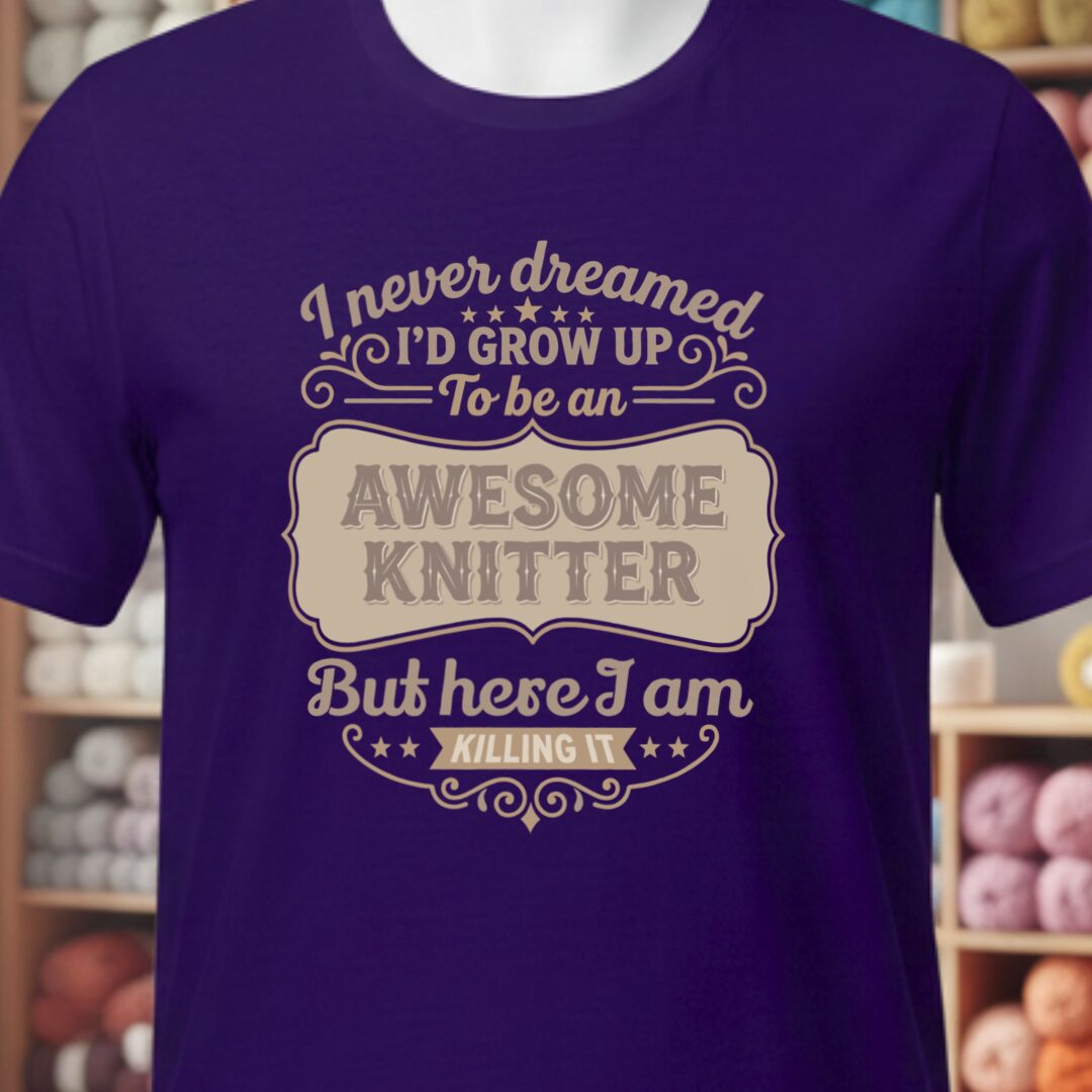 Awesome Knitter T-Shirt Purple t-shirt