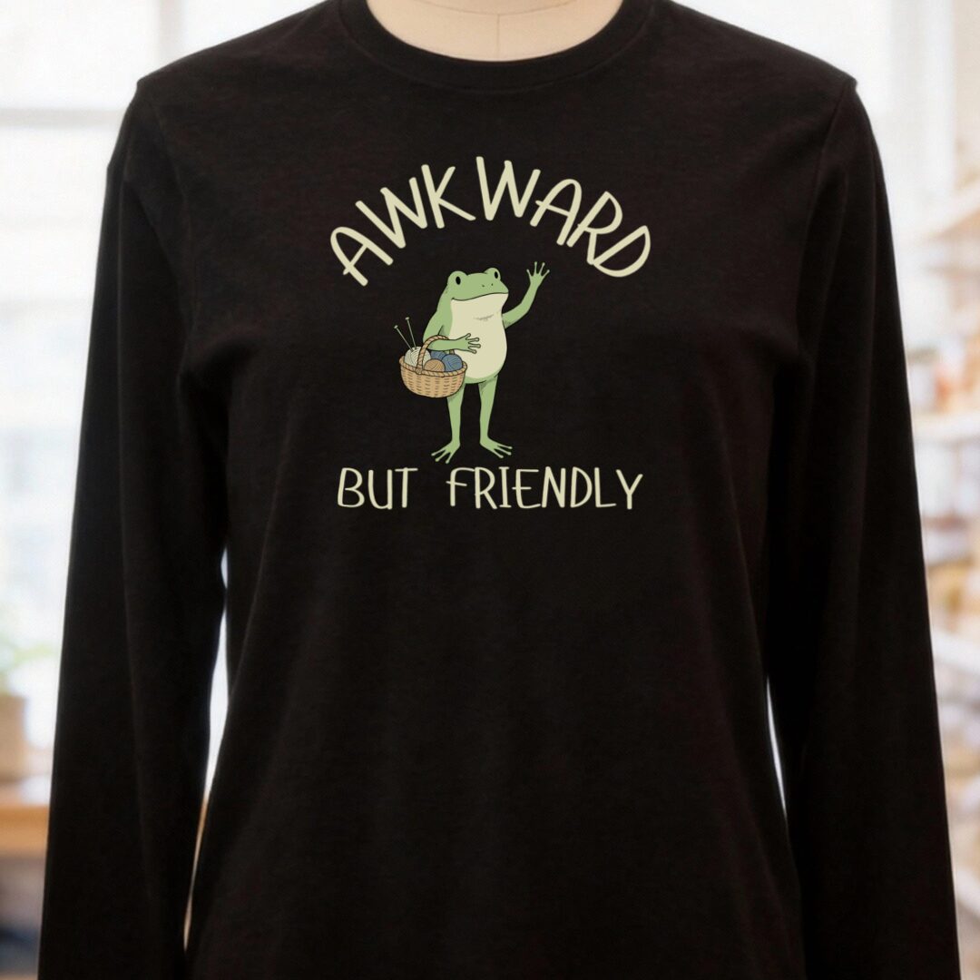 Awkward But Friendly Long Sleeve Tee Black t-shirt