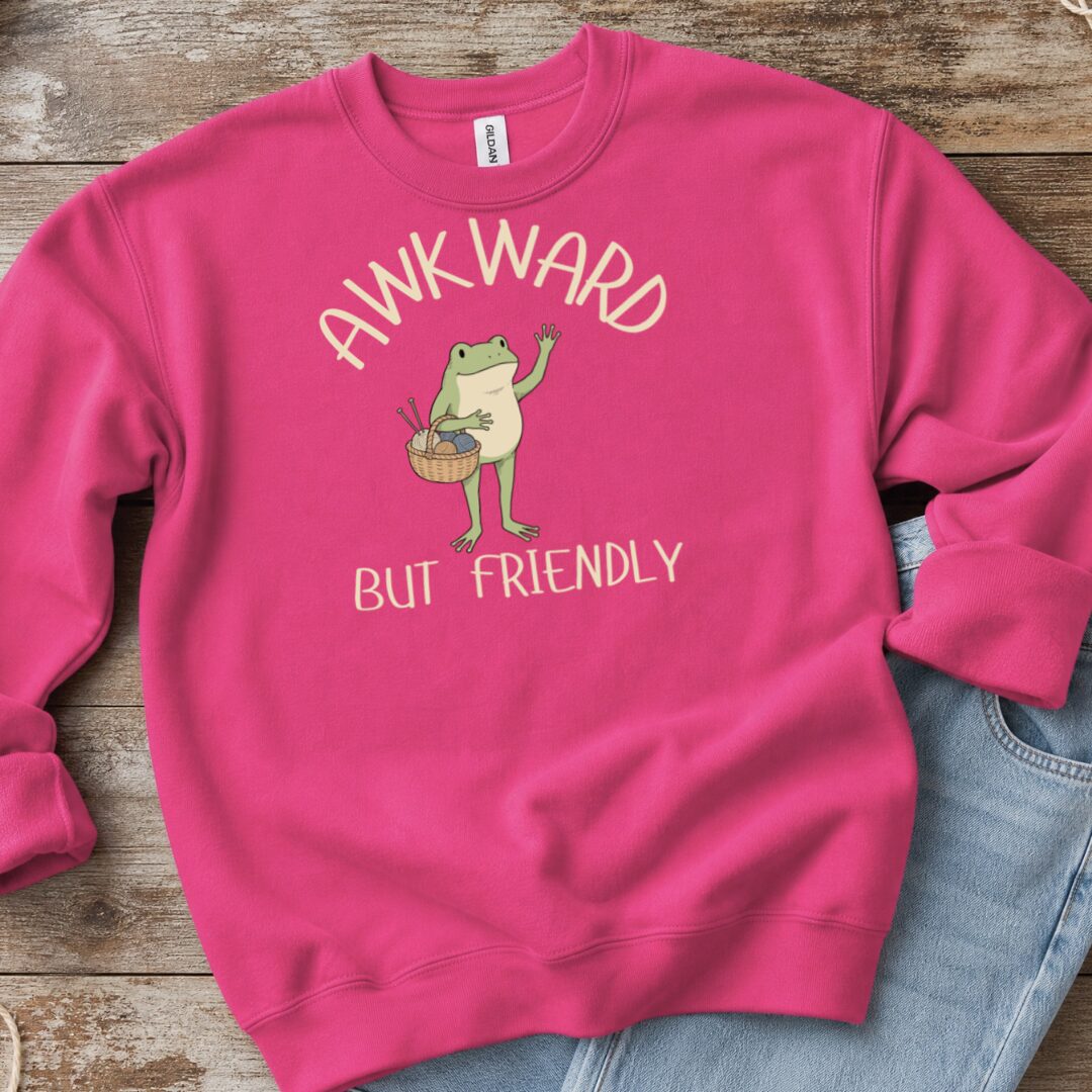 Awkward But Friendly Sweatshirt Bright Pink t-shirt
