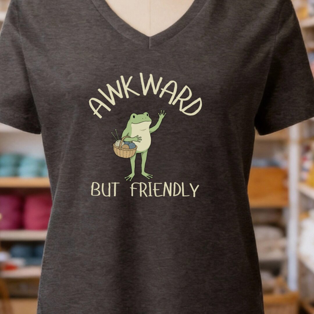 Awkward But Friendly V-Neck T-Shirt Dark Grey t-shirt