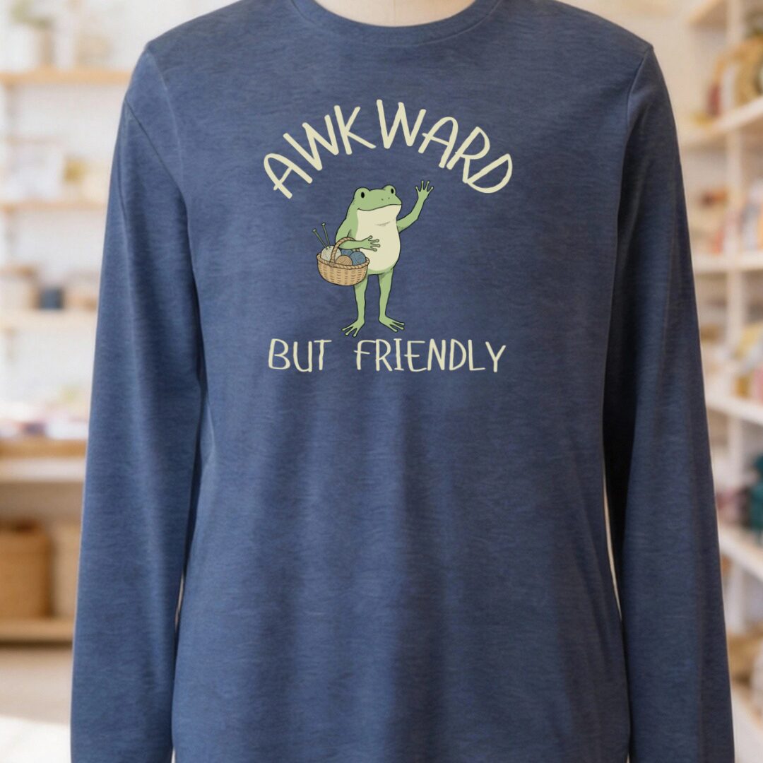 Awkward But Friendly Long Sleeve Tee Navy t-shirt