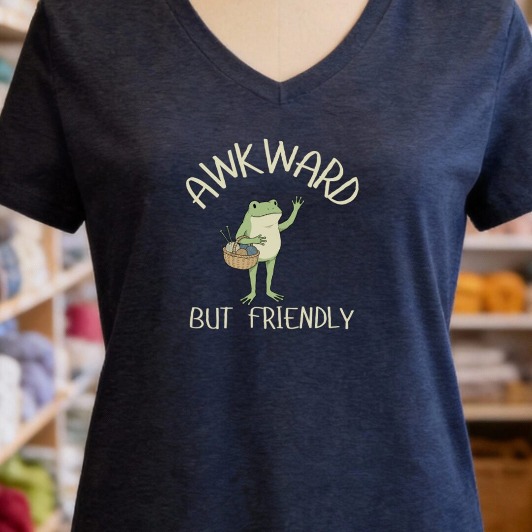 Awkward But Friendly V-Neck T-Shirt Navy t-shirt