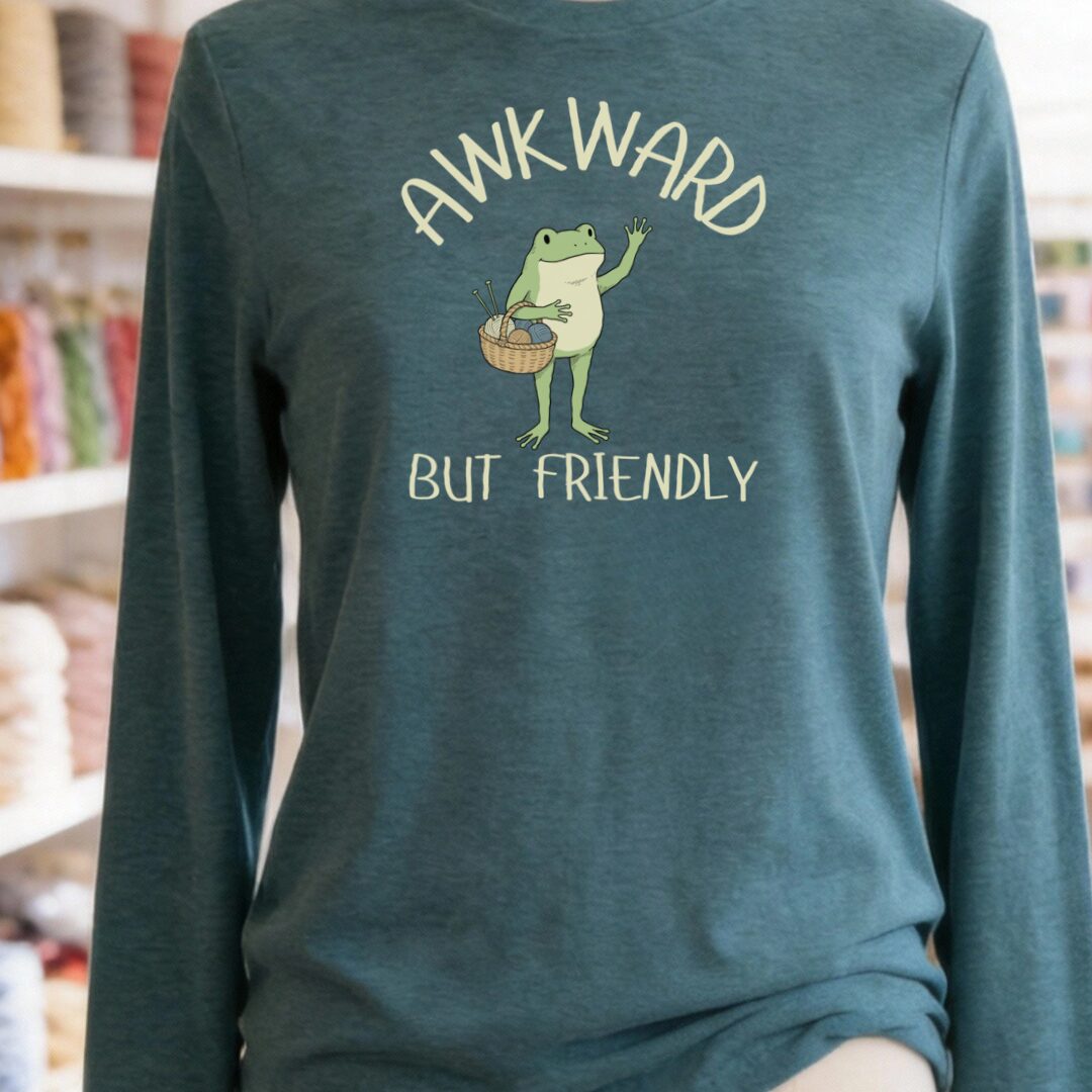 Awkward But Friendly Long Sleeve Tee Teal Blue t-shirt