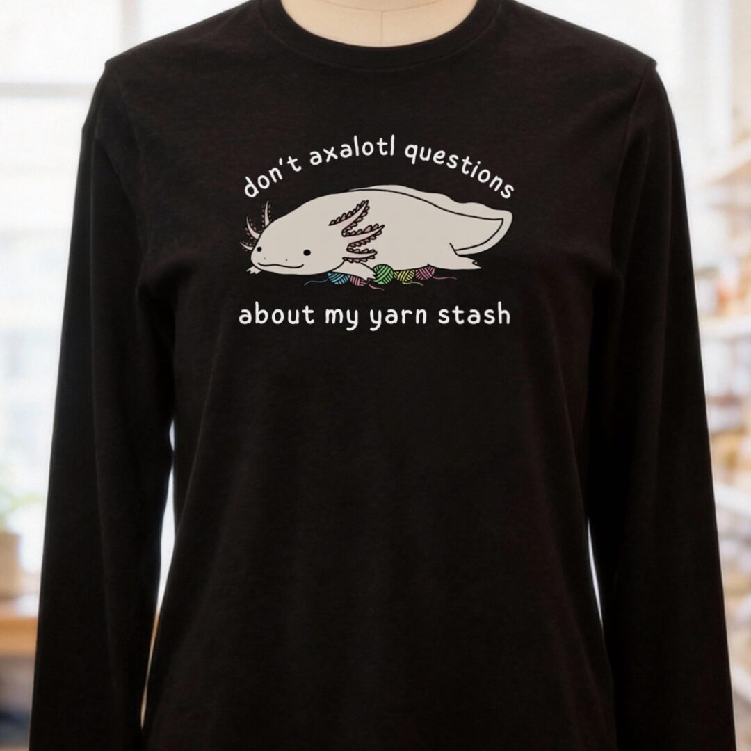 Axolotl Questions Long Sleeve Tee Black t-shirt
