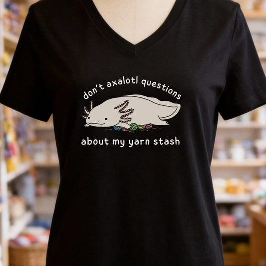 Axolotl Questions V-Neck T-Shirt Black t-shirt