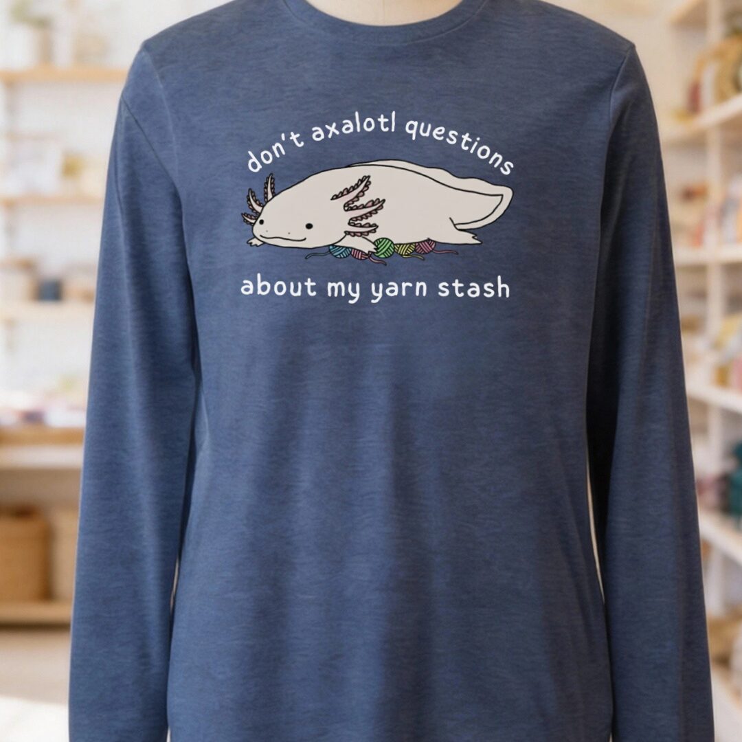 Axolotl Questions Long Sleeve Tee Navy t-shirt