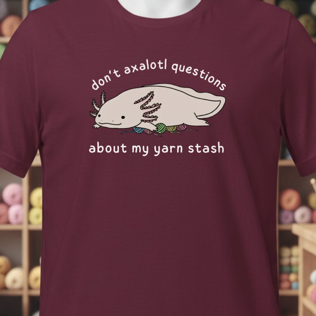 Axolotl Questions T-Shirt Maroon t-shirt