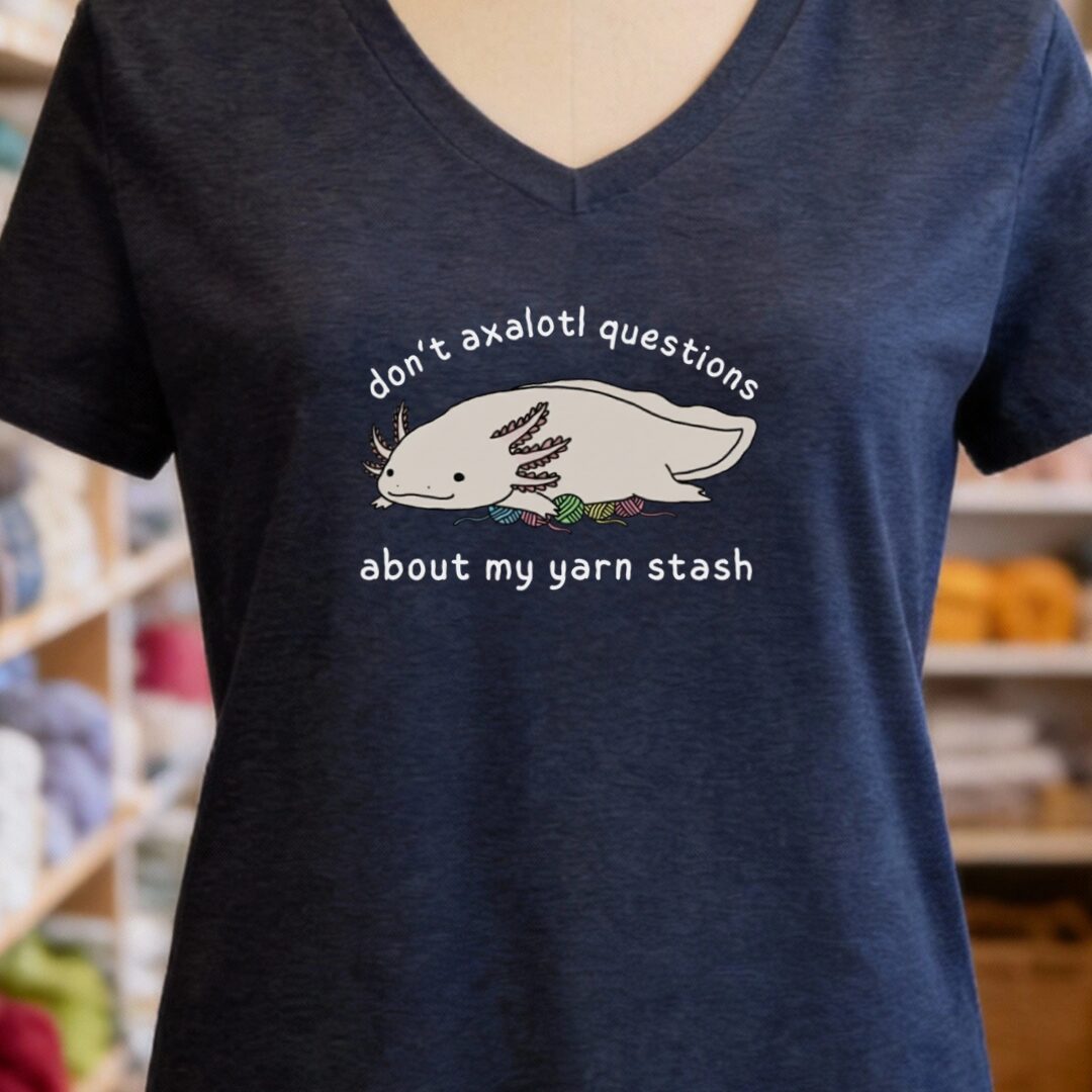 Axolotl Questions V-Neck T-Shirt Navy t-shirt