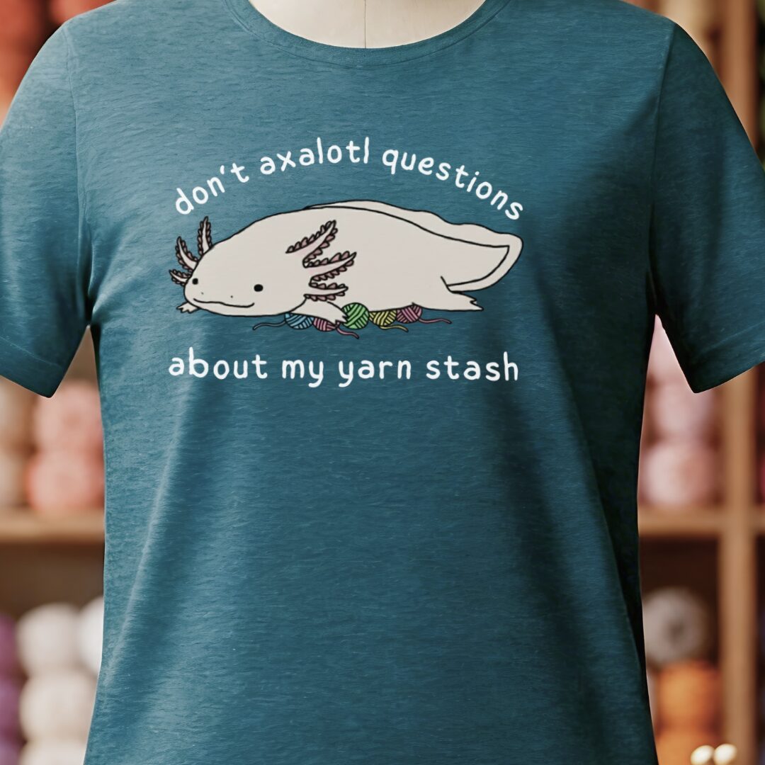 Axolotl Questions T-Shirt Teal Blue t-shirt