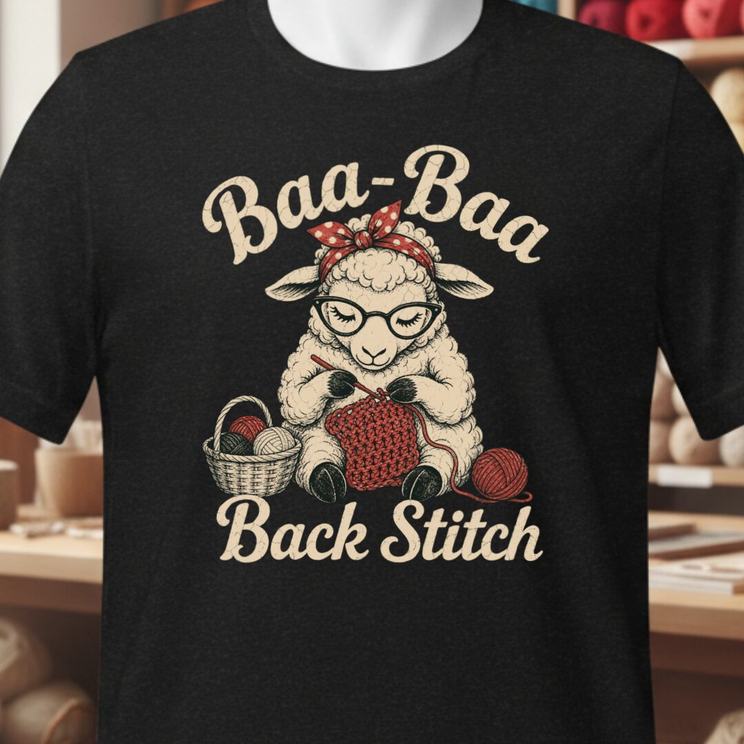 Baa Baa Back Stitch Black T-Shirt.jpg