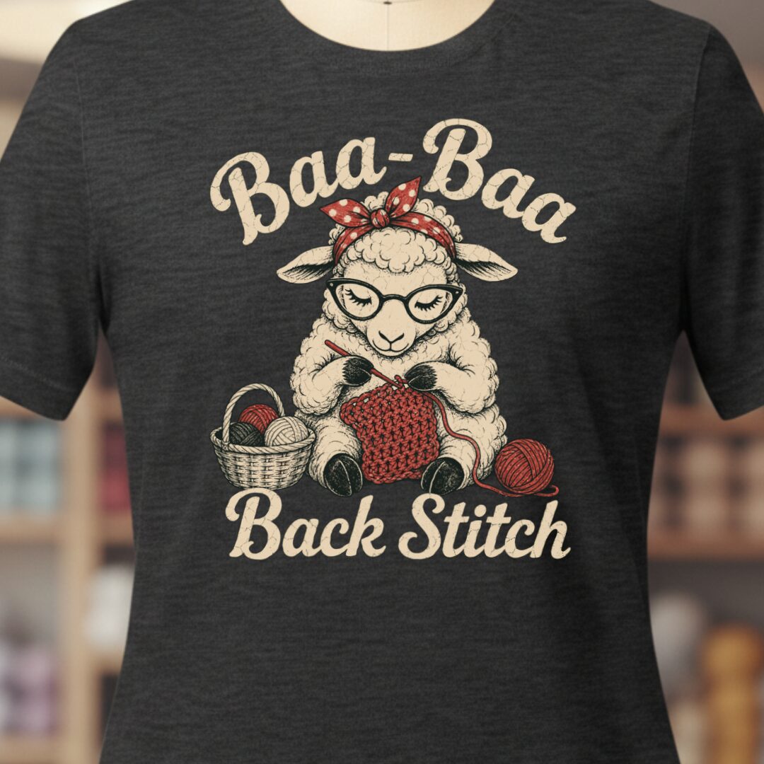 Baa Baa Back Stitch Dark Grey T-Shirt.jpg