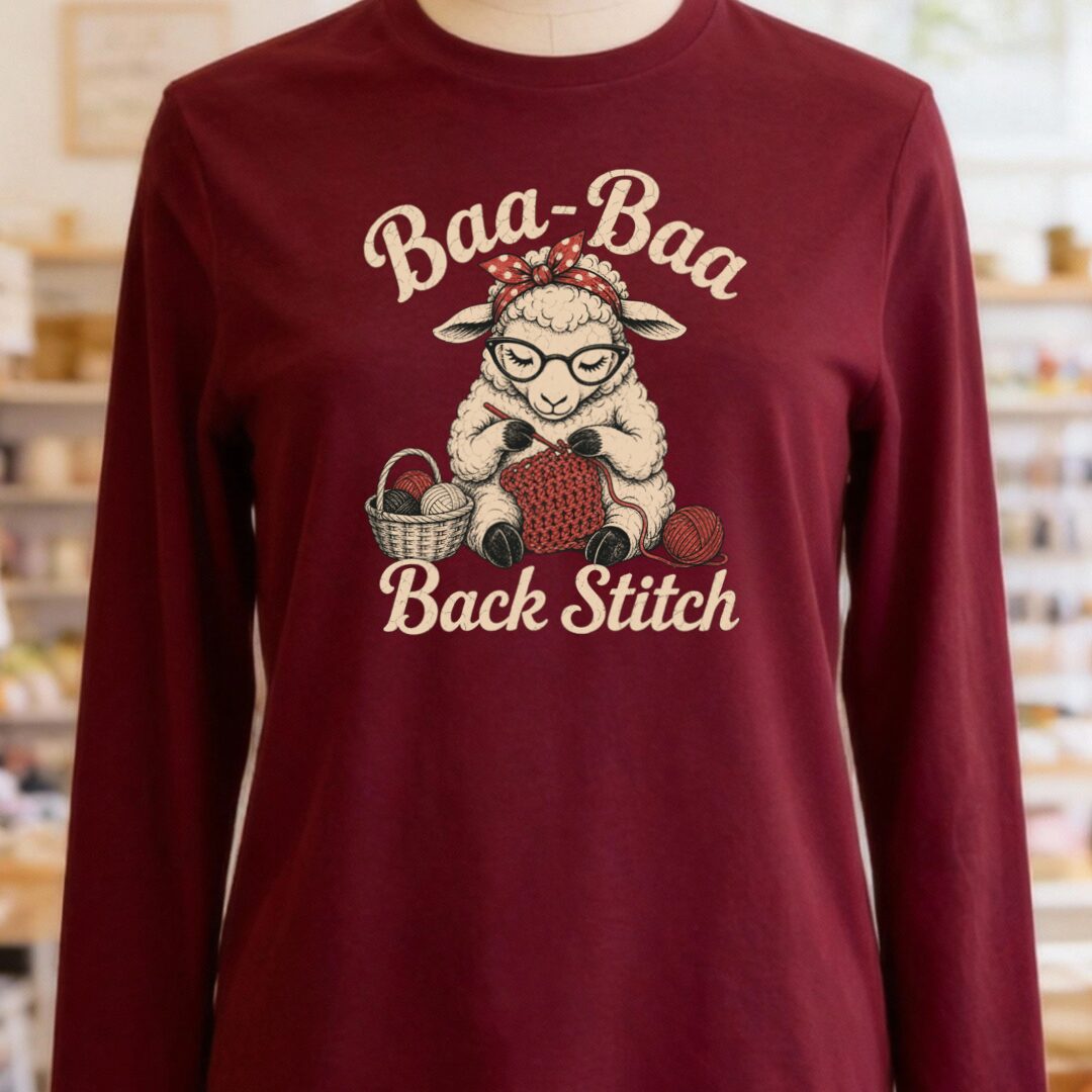 Baa Baa Back Stitch Maroon Long Sleeve Tee.jpg