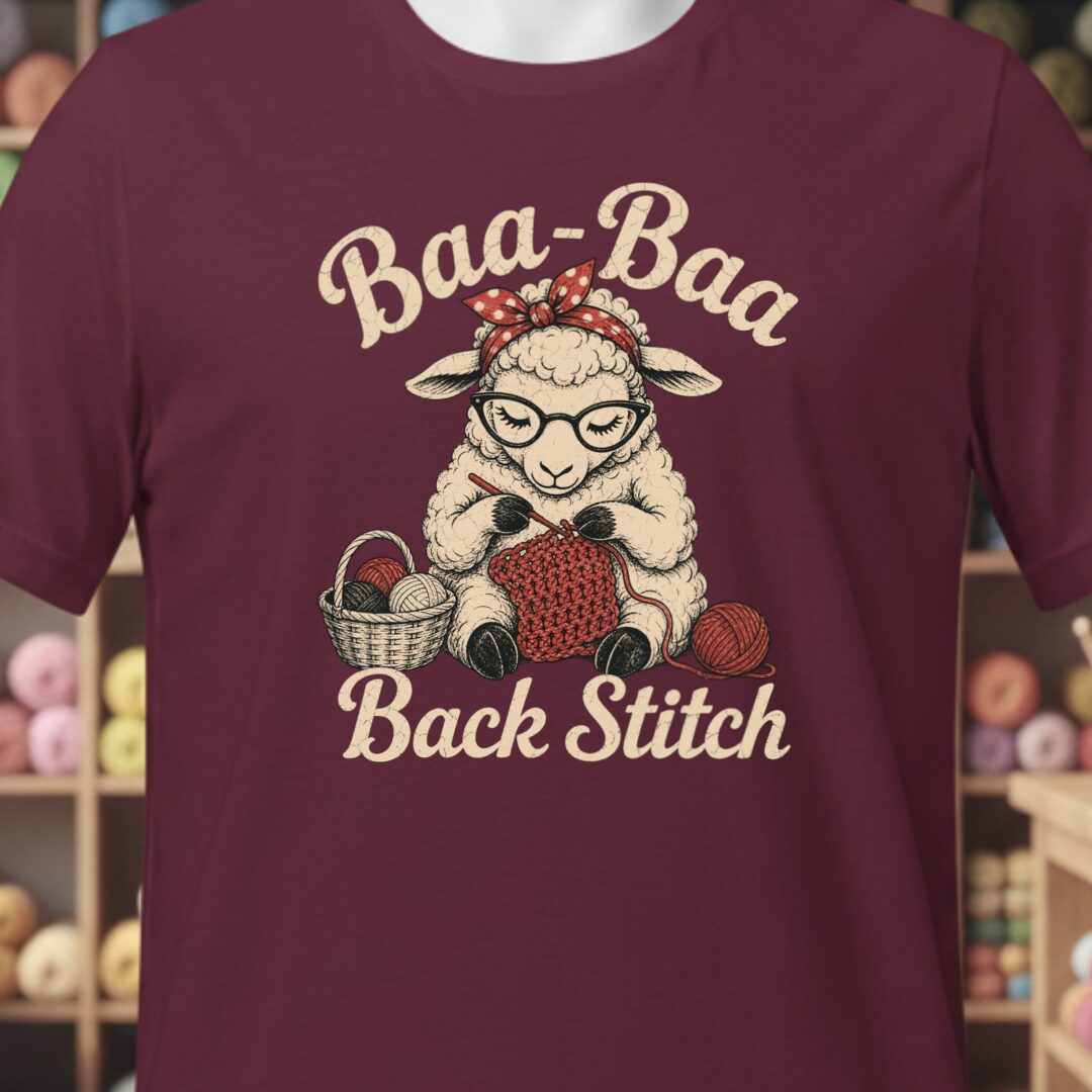 Baa Baa Back Stitch Maroon T-Shirt.jpg