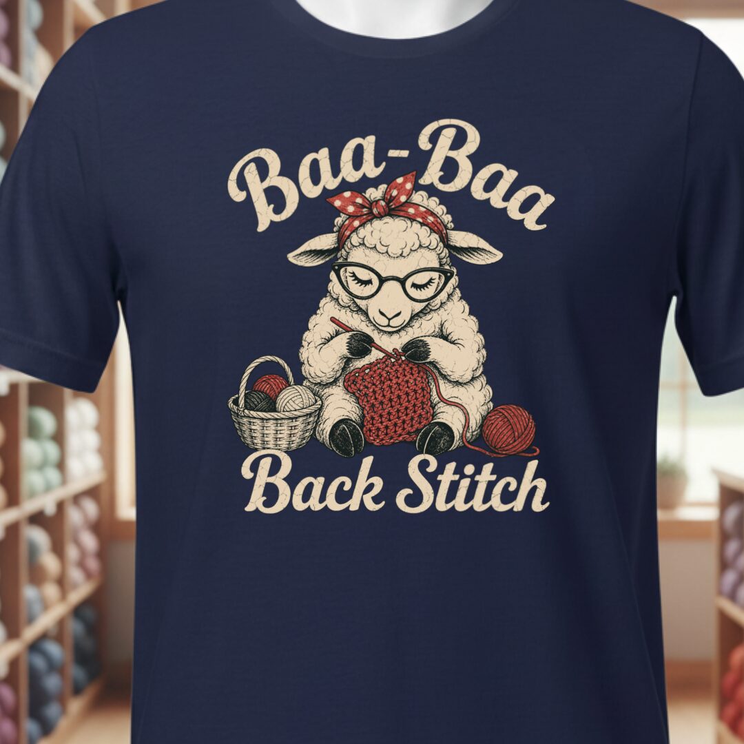 Baa Baa Back Stitch Navy T-Shirt.jpg