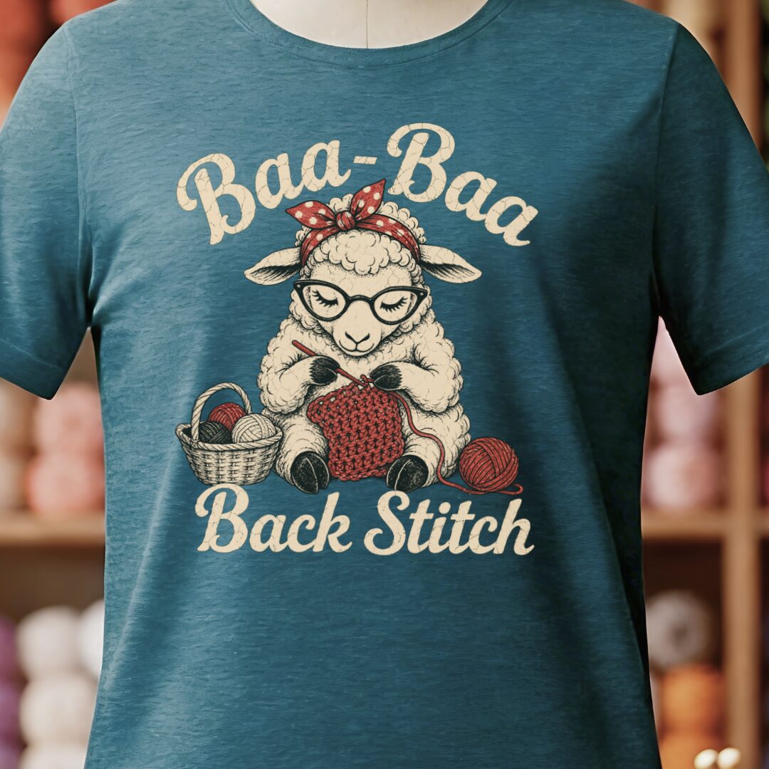 Baa Baa Back Stitch Teal Blue T-Shirt.jpg