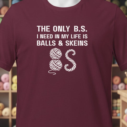 Balls and Skeins T-Shirt Maroon t-shirt