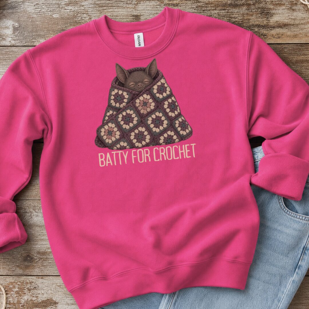 Batty For Crochet Bright Pink Sweatshirt.jpg