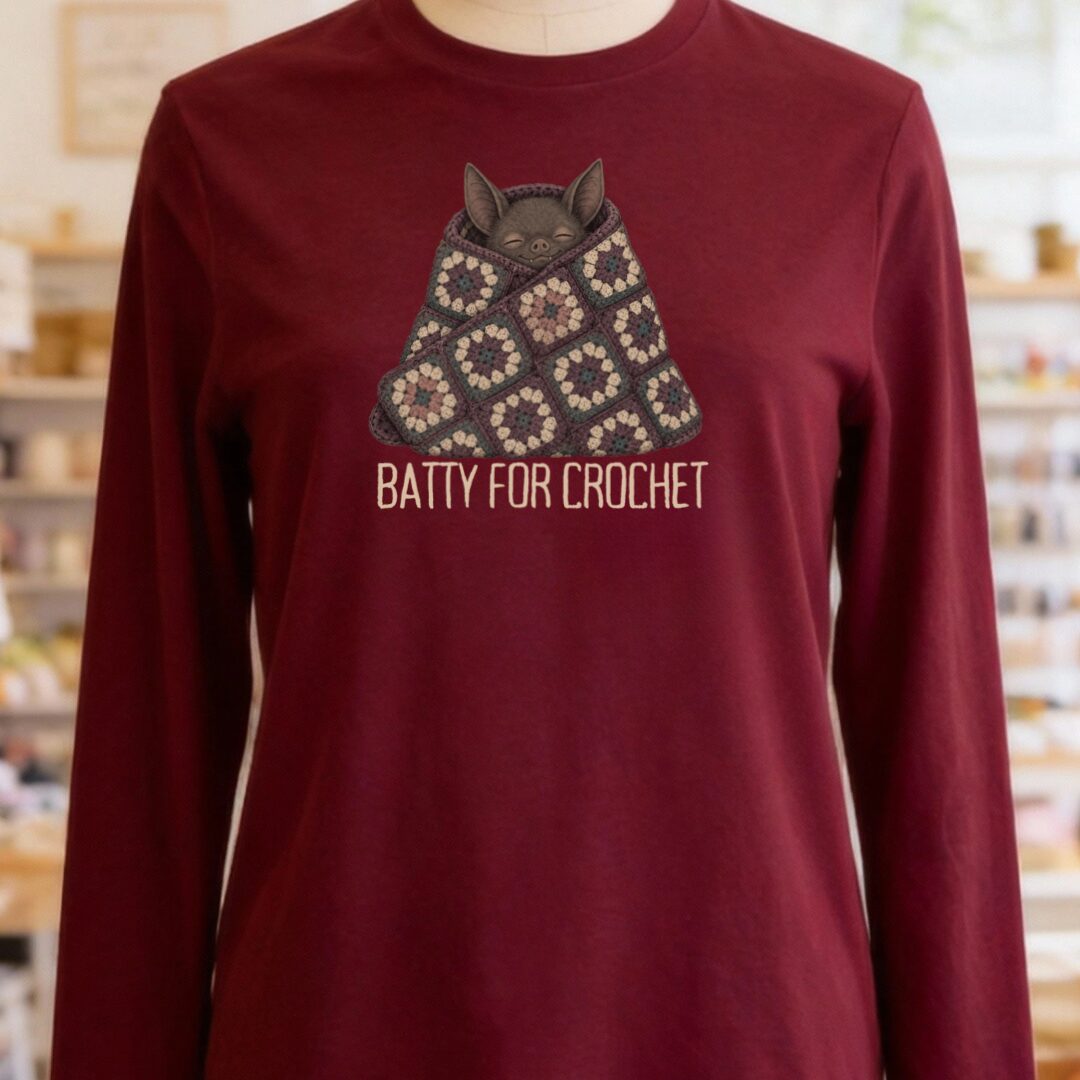 Batty For Crochet Maroon Long Sleeve Tee.jpg