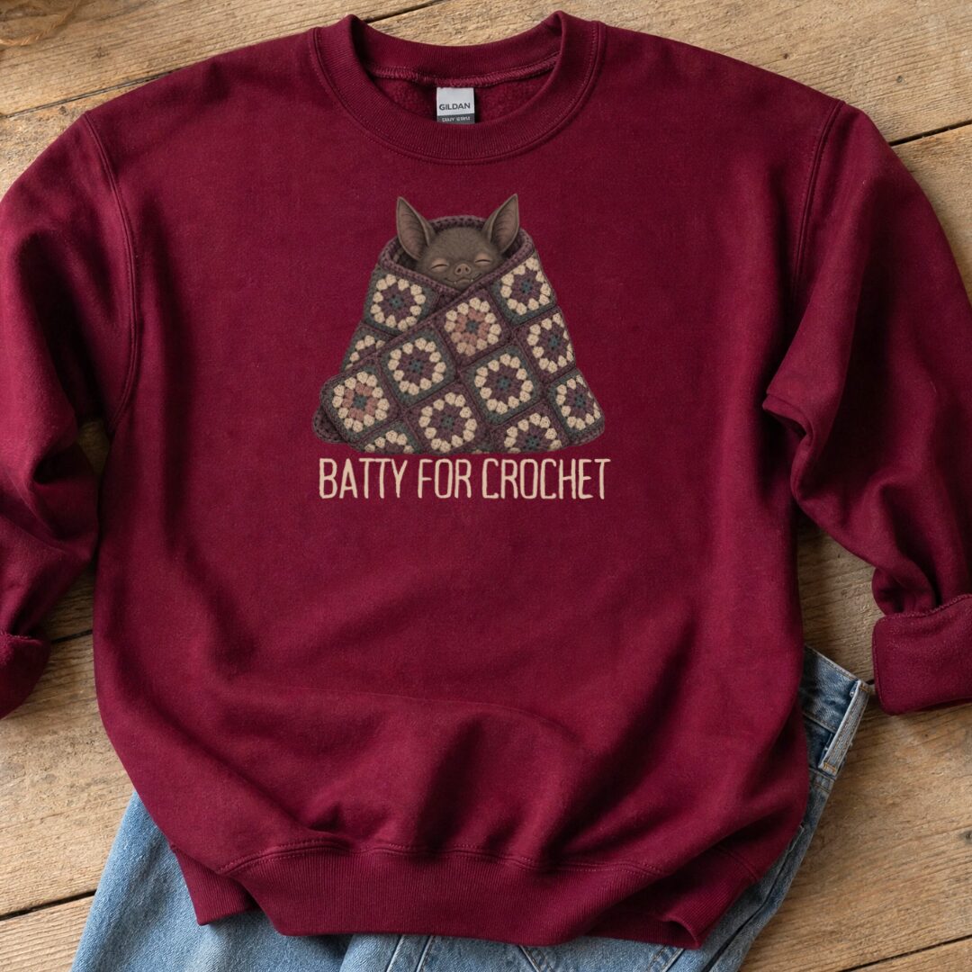 Batty For Crochet Maroon Sweatshirt.jpg