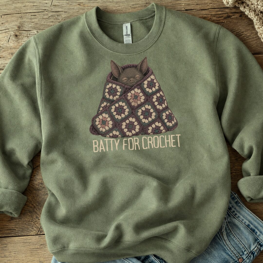 Batty For Crochet Military Green Sweatshirt.jpg