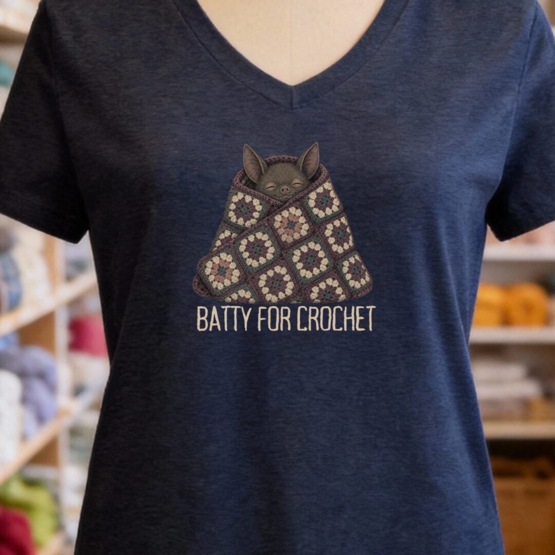 Batty For Crochet Navy V Neck.jpg