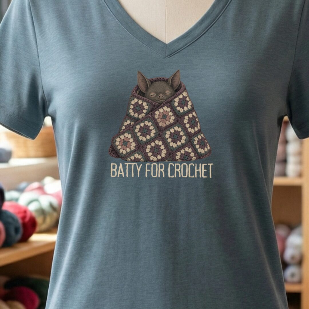 Batty For Crochet Slate V Neck.jpg