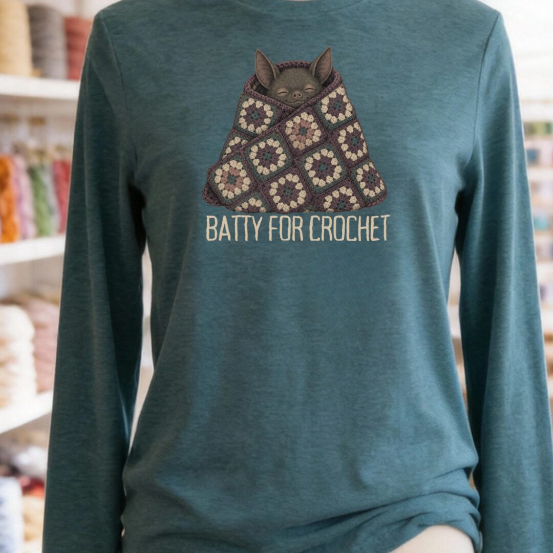 Batty For Crochet Teal Blue Long Sleeve Tee.jpg