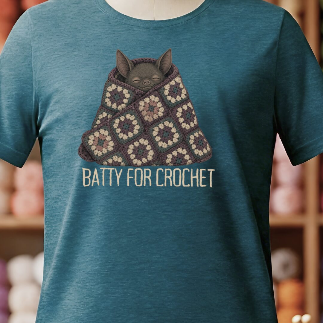 Batty For Crochet Teal Blue T-Shirt.jpg